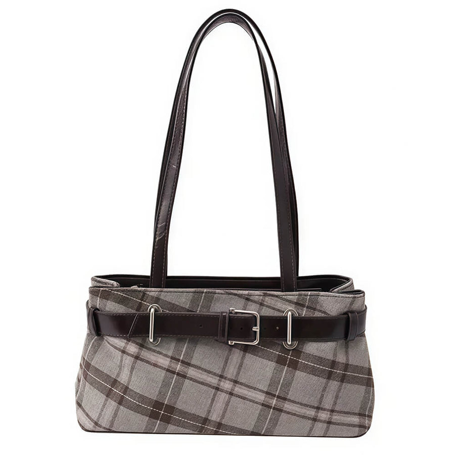 Boogzel Apparel Gossip Goes Around Plaid Belted Bag
