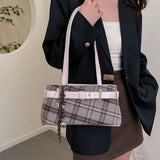 Boogzel Apparel Gossip Goes Around Plaid Belted Bag, view 4