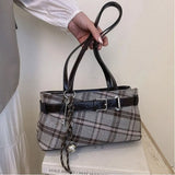 Boogzel Apparel Gossip Goes Around Plaid Belted Bag, view 6