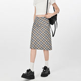 Boogzel Apparel Gossip Goes Around Plaid Midi Skirt, view 3