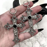Boogzel Apparel Gothic Aesthetic Cross Earrings, view 3