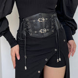 Boogzel Apparel Gothic Aesthetic Leather Corset, view 2