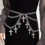 Boogzel Apparel Gothic Cross Layered Chain Belt, view 2