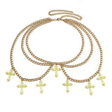 Boogzel Apparel Gothic Cross Layered Chain Belt, view 3