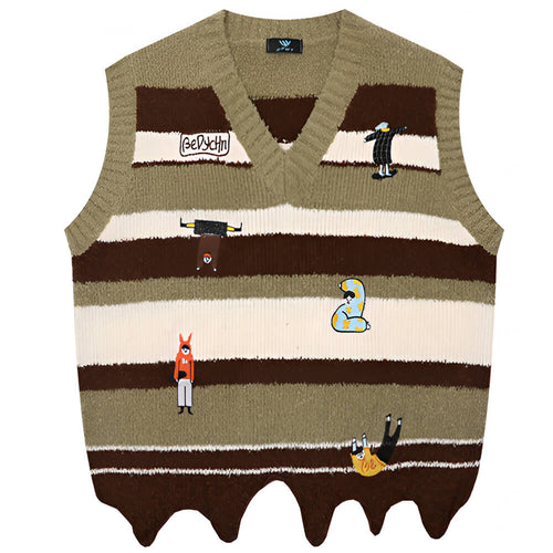 Boogzel Apparel Grandma Aesthetic Striped Vest