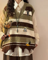 Boogzel Apparel Grandma Aesthetic Striped Vest, view 2