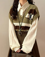 Boogzel Apparel Grandma Aesthetic Striped Vest, view 3