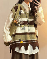 Boogzel Apparel Grandma Aesthetic Striped Vest, view 4