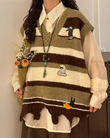 Boogzel Apparel Grandma Aesthetic Striped Vest, view 5