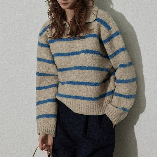 Boogzel Apparel Grandpa Aesthetic Striped Polo Jumper