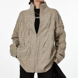 Boogzel Apparel Grandpa Style Cable Knit Zip Jumper, view 2