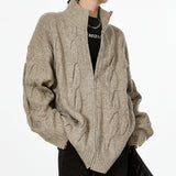 Boogzel Apparel Grandpa Style Cable Knit Zip Jumper, view 6