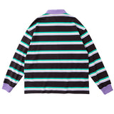 Boogzel Apparel Grape & Mint Stripe Rugby Polo Shirt, view 2