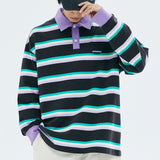 Boogzel Apparel Grape & Mint Stripe Rugby Polo Shirt, view 3
