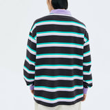 Boogzel Apparel Grape & Mint Stripe Rugby Polo Shirt, view 4