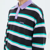 Boogzel Apparel Grape & Mint Stripe Rugby Polo Shirt, view 5