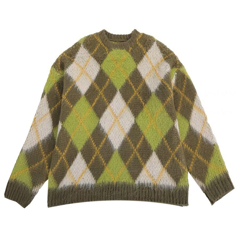 Boogzel Apparel New Student Green Argyle Sweater
