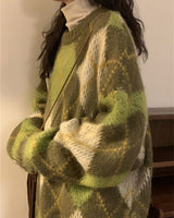 Boogzel Apparel New Student Green Argyle Sweater, view 4