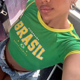 Boogzel Apparel Green Brazil Crop Top, view 3
