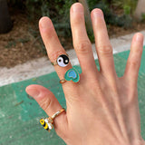 Boogzel Apparel Green Heart Anxiety Ring ๐, view 2