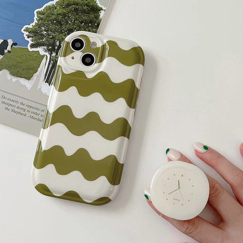 Boogzel Apparel Green Wave Pattern iPhone Case