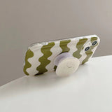 Boogzel Apparel Green Wave Pattern iPhone Case, view 3