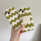 Boogzel Apparel Green Wave Pattern iPhone Case, view 4