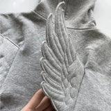 Boogzel Apparel Grey Y2K Angel Wings Zip-Up Hoodie, view 4