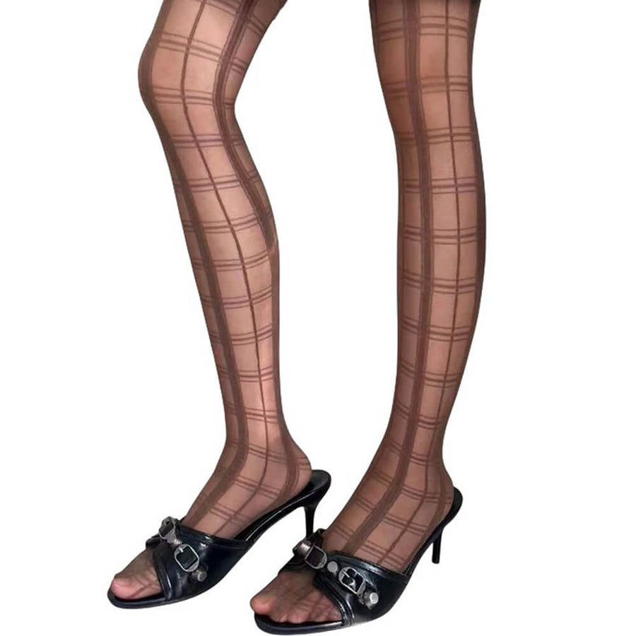 Boogzel Apparel Grid Pattern Sheer Tights