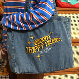 Boogzel Apparel Groovy Trippy Heart Blue Denim Bag, view 2