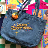 Boogzel Apparel Groovy Trippy Heart Blue Denim Bag, view 3