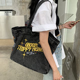 Boogzel Apparel Groovy Trippy Heart Denim Bag, view 3
