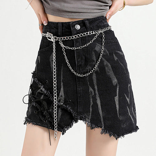 Boogzel Apparel Grunge Aesthetic Black Denim Skirt