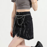 Boogzel Apparel Grunge Aesthetic Black Denim Skirt, view 2