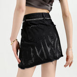 Boogzel Apparel Grunge Aesthetic Black Denim Skirt, view 3
