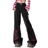 Boogzel Apparel Grunge Aesthetic Black & Red Butterfly Jeans, view 3