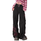 Boogzel Apparel Grunge Aesthetic Black & Red Butterfly Jeans, view 4