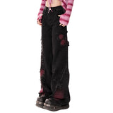 Boogzel Apparel Grunge Aesthetic Black & Red Butterfly Jeans, view 5
