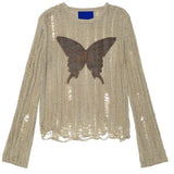 Boogzel Apparel Grunge Aesthetic Butterfly Knit Top, view 6