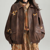 Boogzel Apparel Grunge Aesthetic Butterfly Leather Jacket, view 3