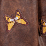 Boogzel Apparel Grunge Aesthetic Butterfly Leather Jacket, view 4