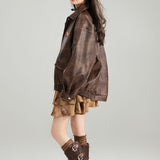 Boogzel Apparel Grunge Aesthetic Butterfly Leather Jacket, view 6