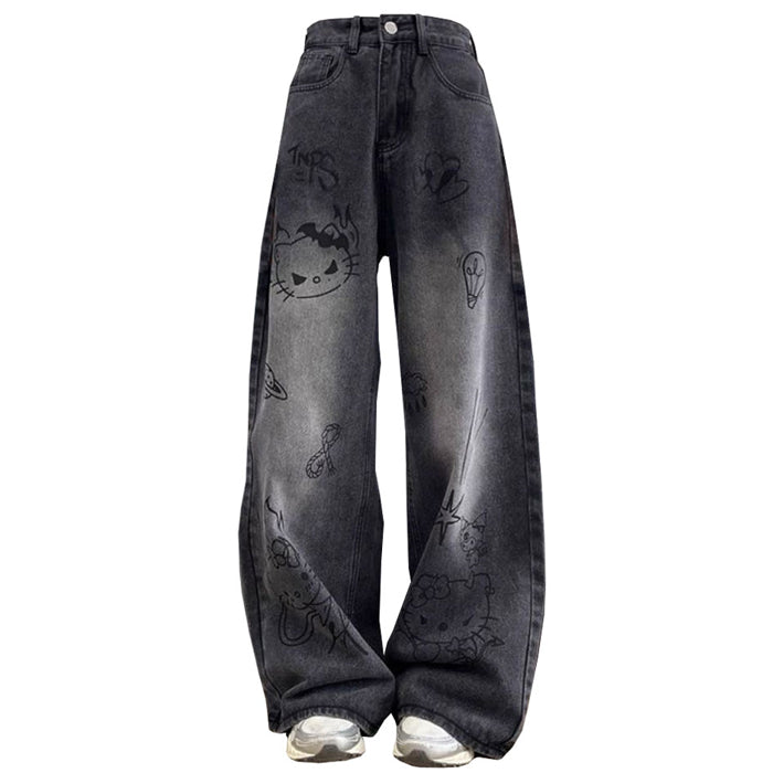 Boogzel Apparel Grunge Aesthetic Cat Jeans