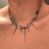 Boogzel Apparel Grunge Aesthetic Cross Necklace, view 3