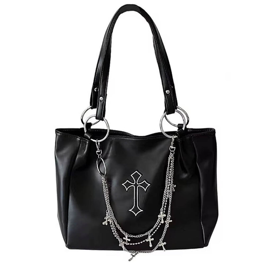 Boogzel Apparel Grunge Aesthetic Cross Tote Bag
