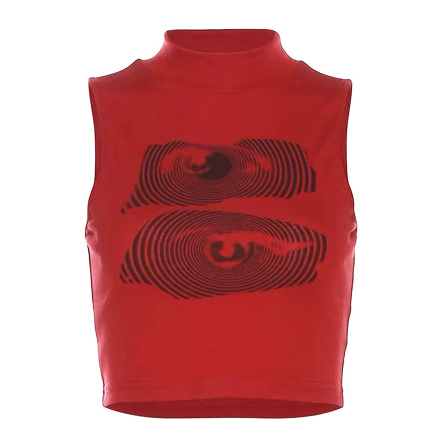 Boogzel Apparel Grunge Aesthetic Eyes Print Crop Top