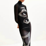 Boogzel Apparel Grunge Aesthetic Eyes Print Maxi Dress, view 2