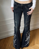 Boogzel Apparel Grunge Aesthetic Flared Jeans, view 2