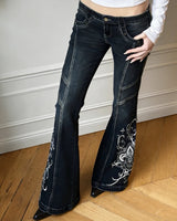 Boogzel Apparel Grunge Aesthetic Flared Jeans, view 4