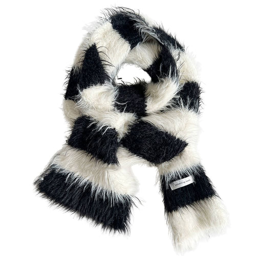 Boogzel Apparel Grunge Aesthetic Fuzzy Striped Scarf